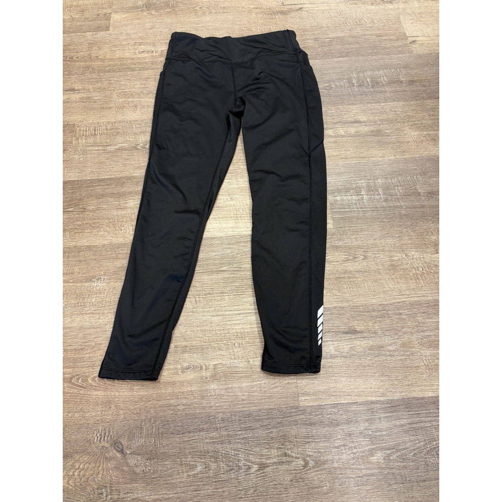 Women Running Tights L Black Reflective Performance Night Run Zip Pocket Sz L